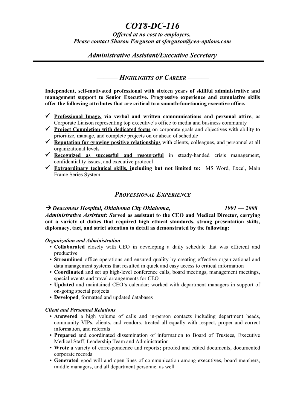 Administrative Assistant/Executive Secretary