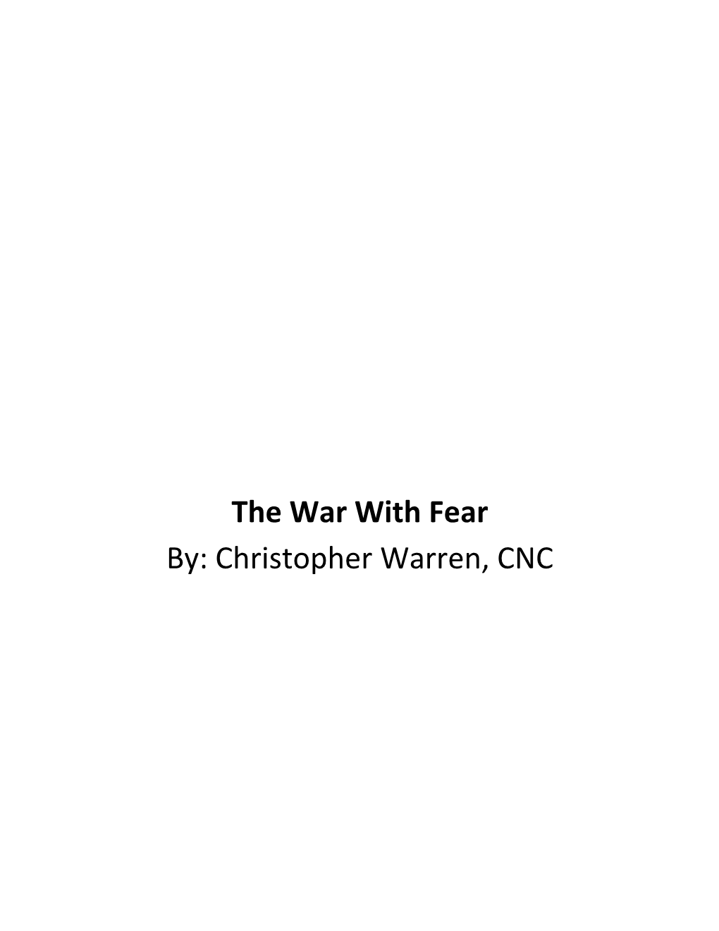 The War with Fear