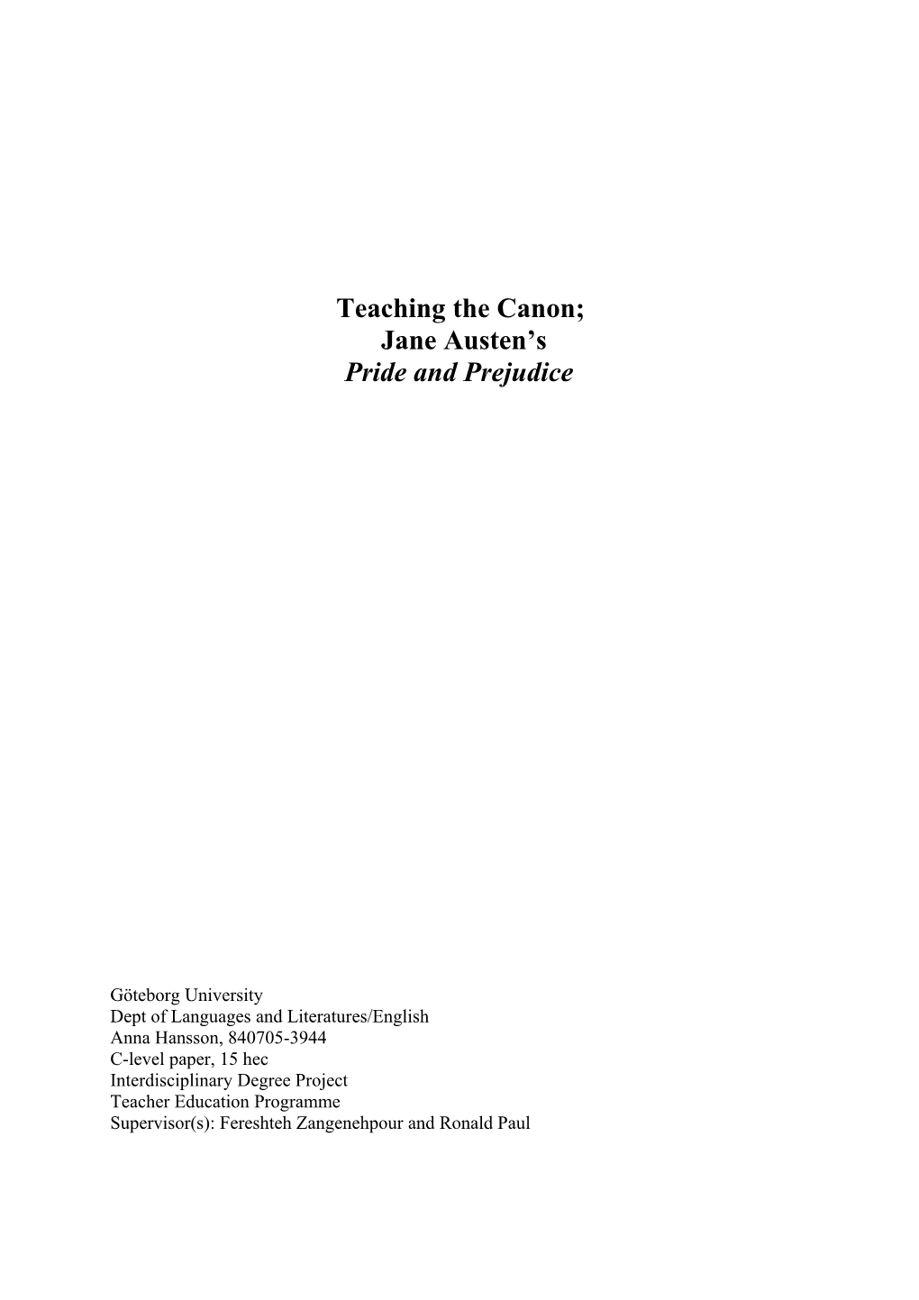 Title of the Interdisciplinary Paper