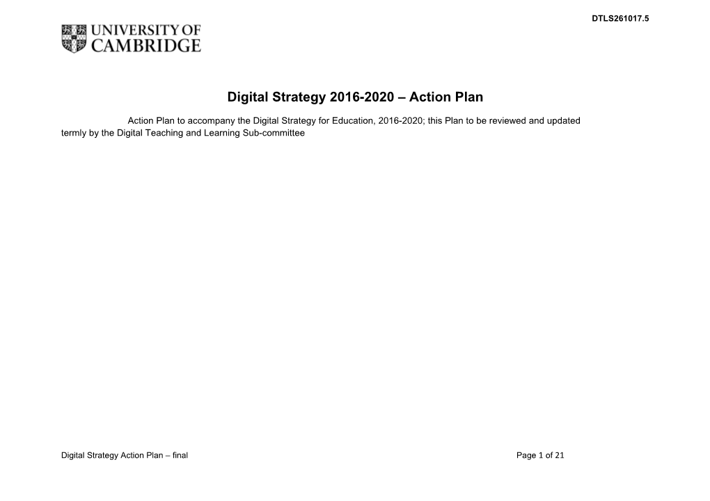Digital Strategy 2016-2020 Action Plan