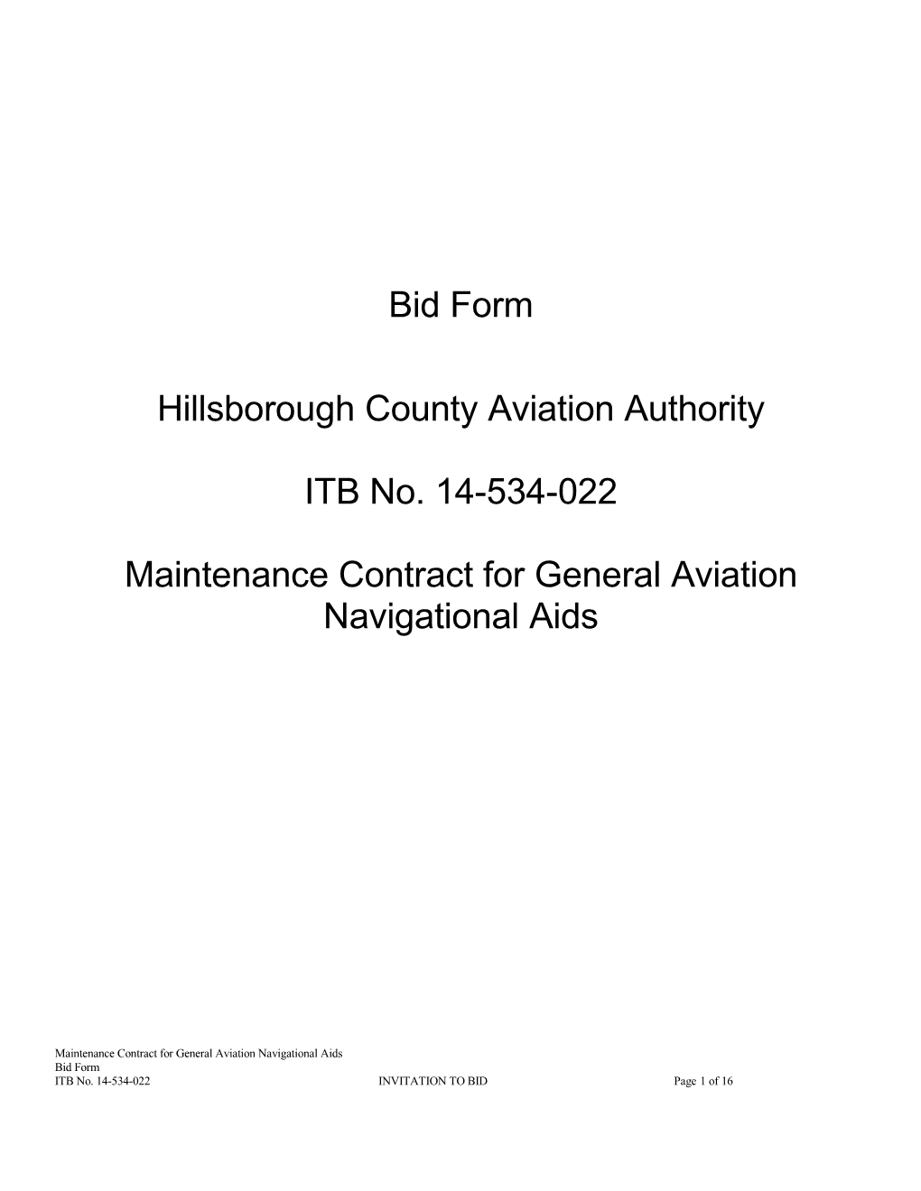 Maintenance Contract for General Aviation Navigational Aids