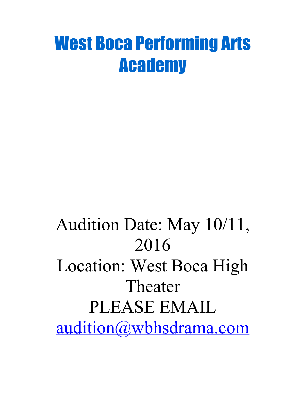 West Boca Performing Arts Academy