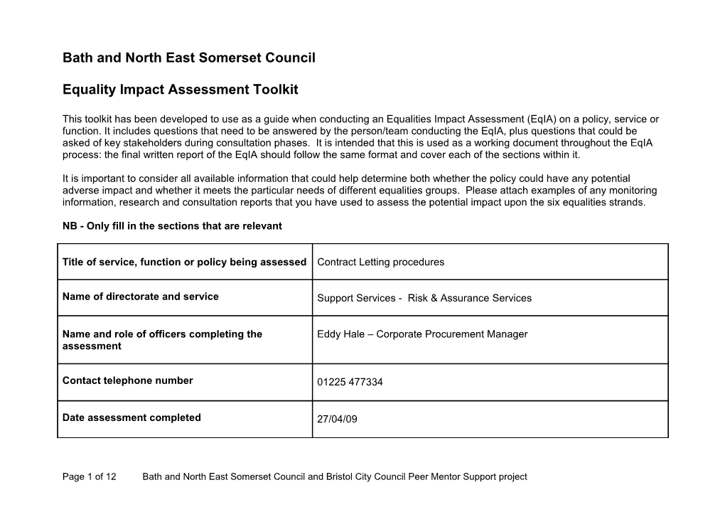 Procurement Contract Letting Procedures