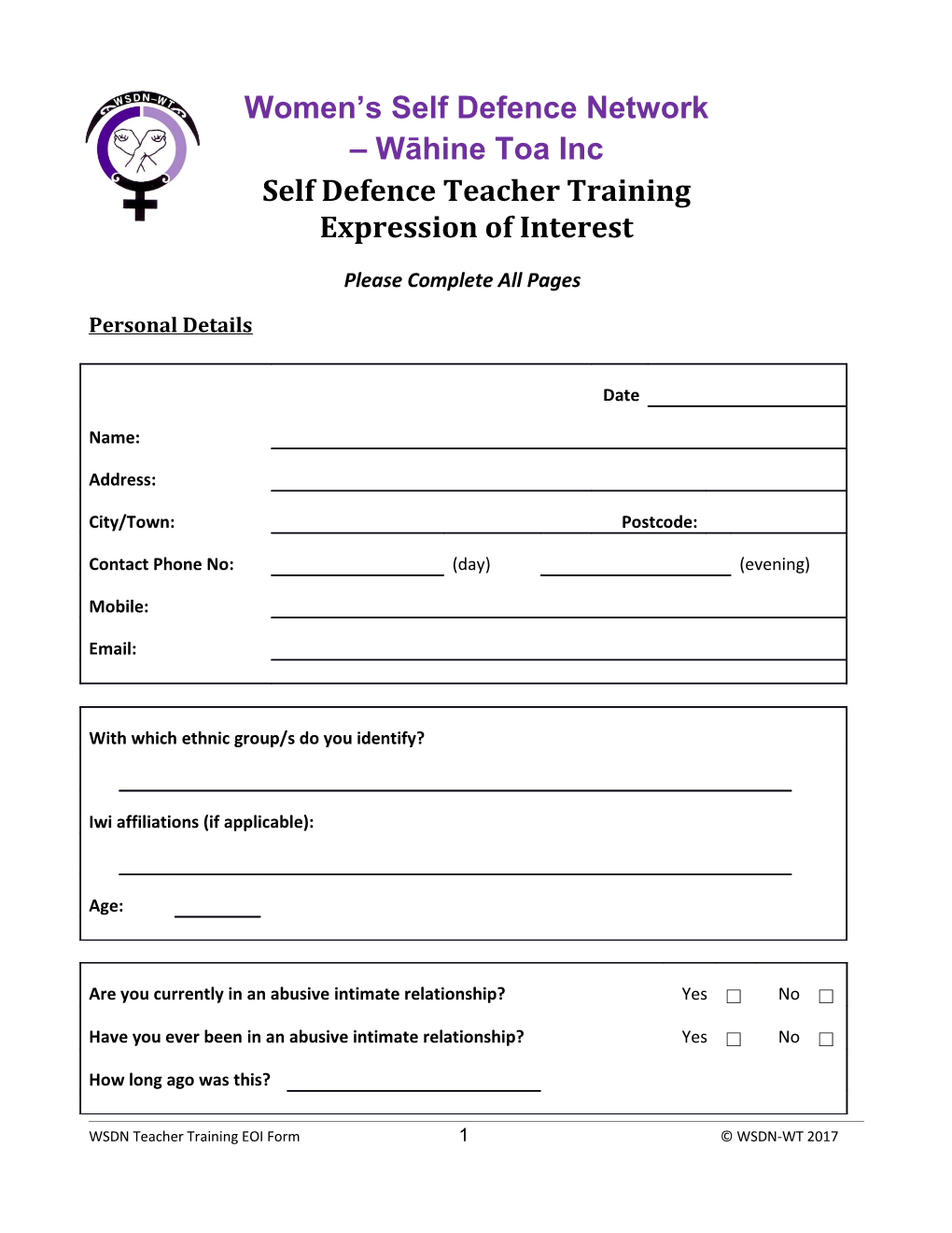 Self Defence Teacher Training