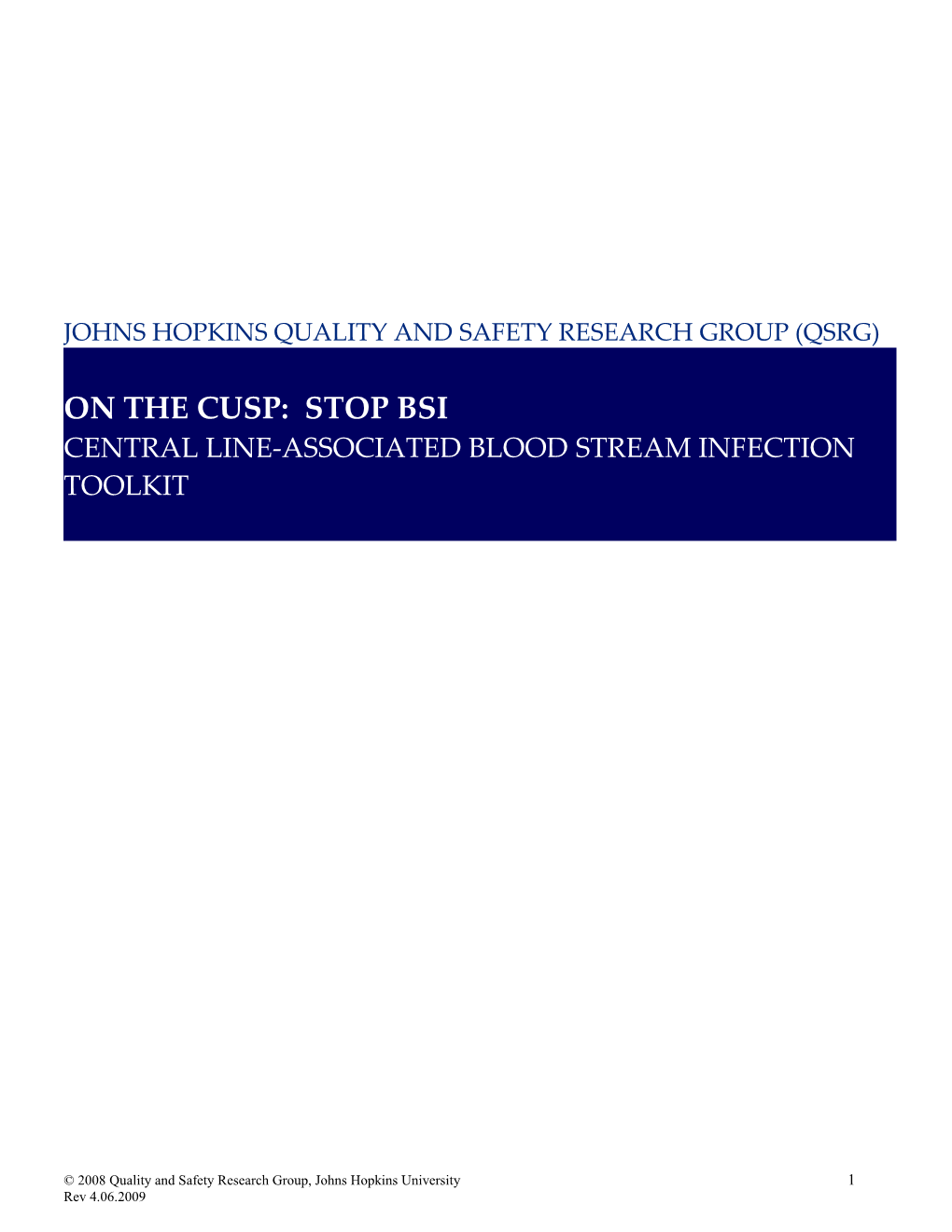 Cather-Related Blood Stream Infection Toolkit