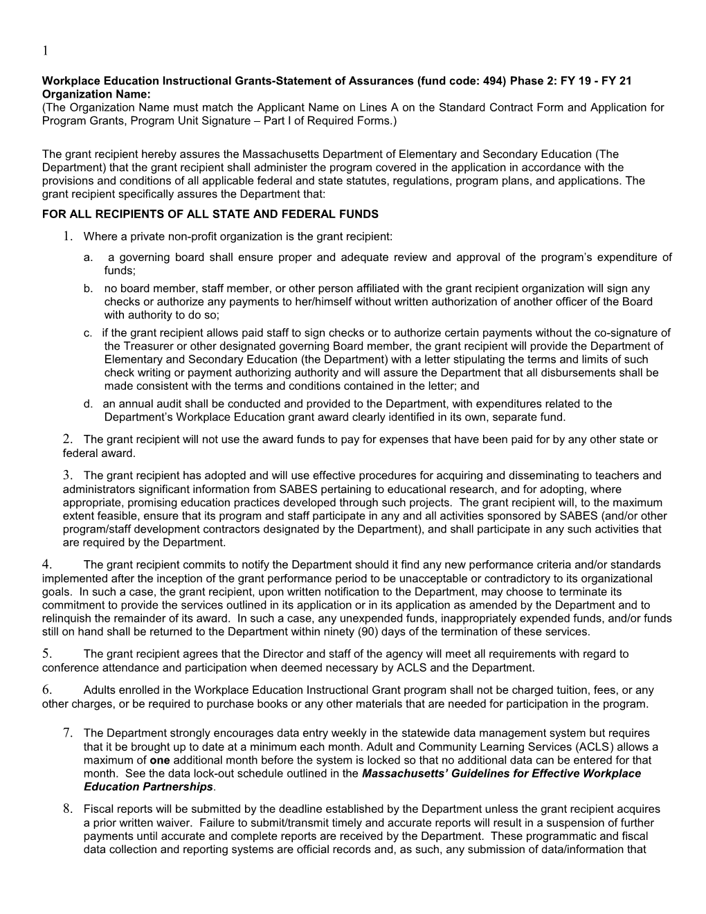 FY19 FC 494 538 Workplace Education Planning Grant Memo of Understanding Phase II Statement