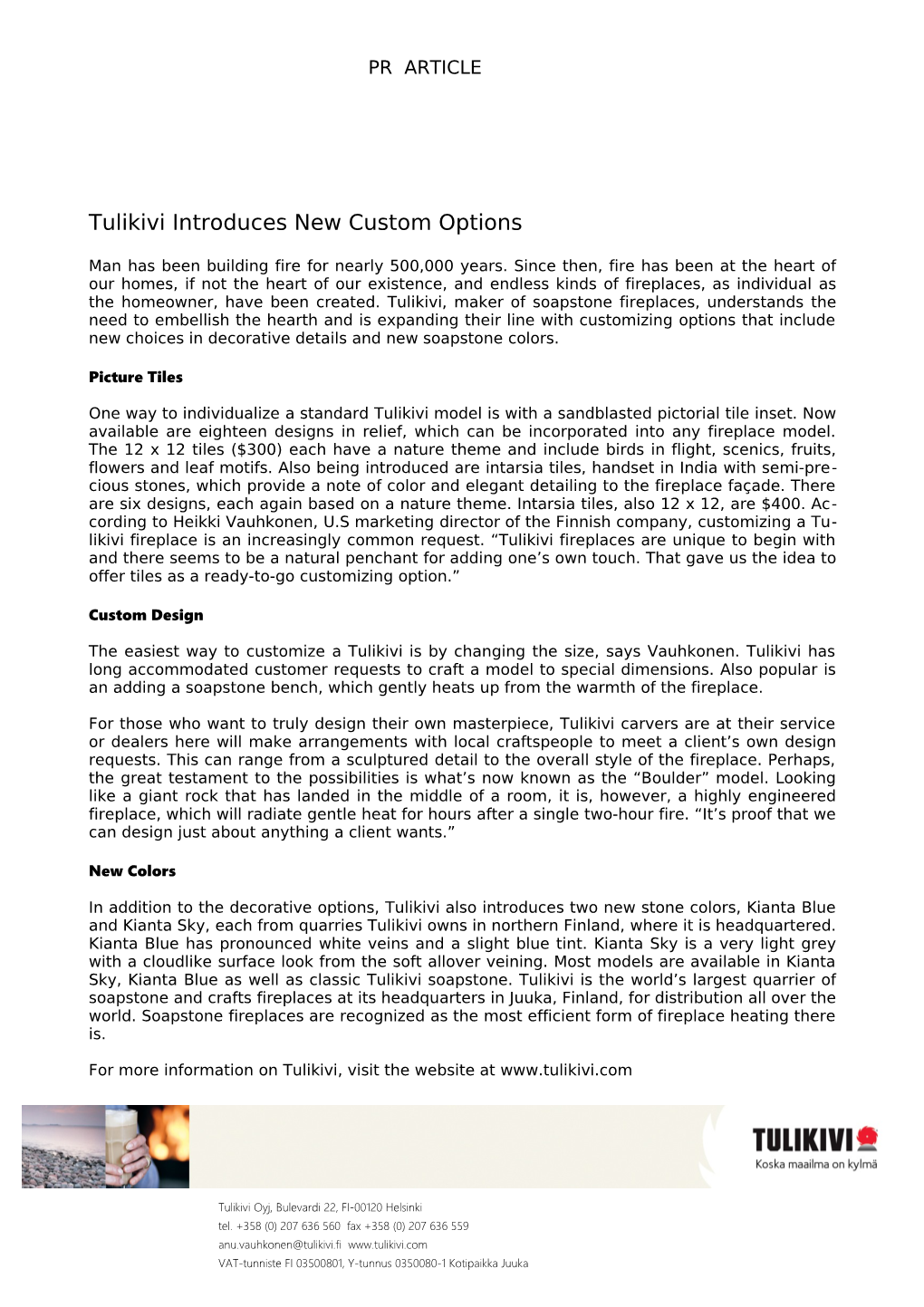 Tulikivi Introduces New Custom Options
