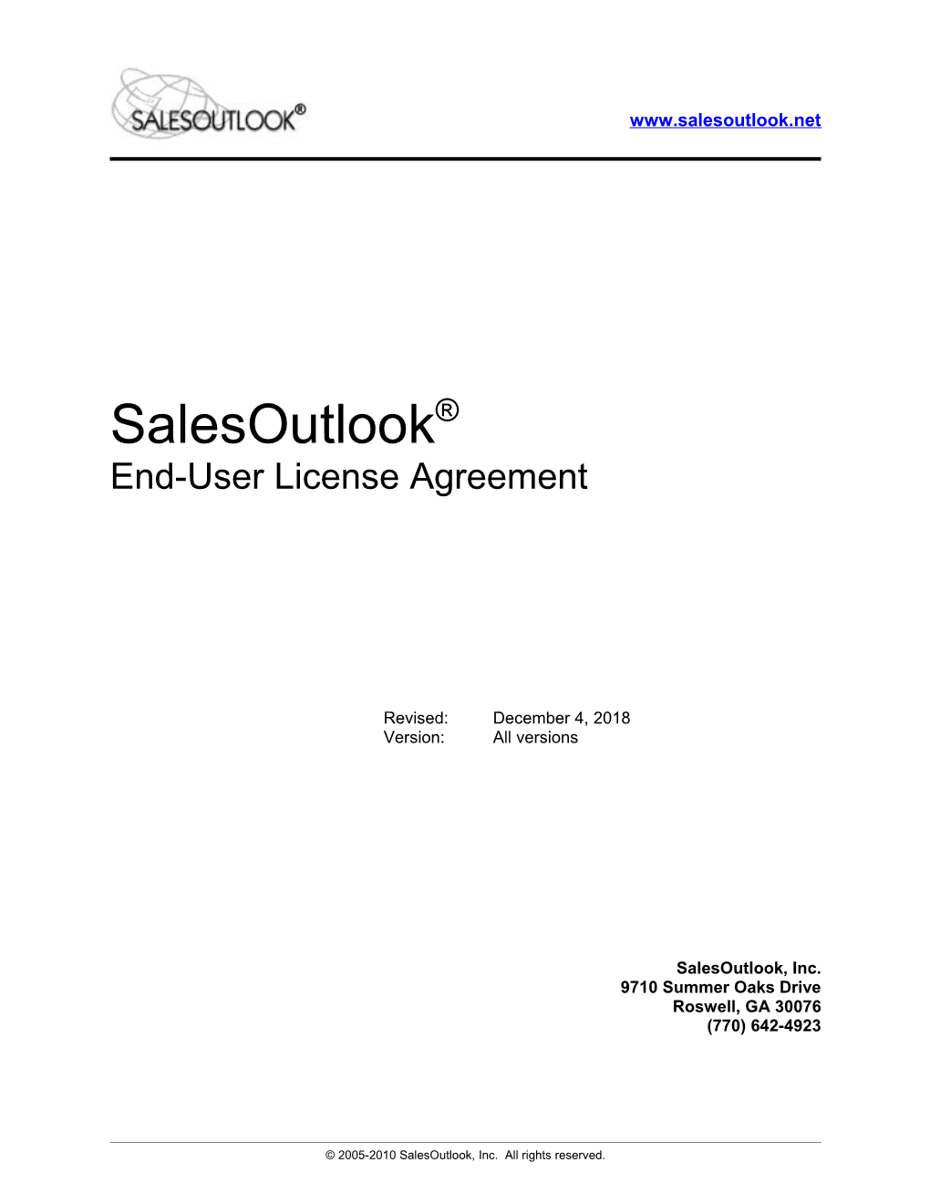 Salesoutlook - End User License Agreement
