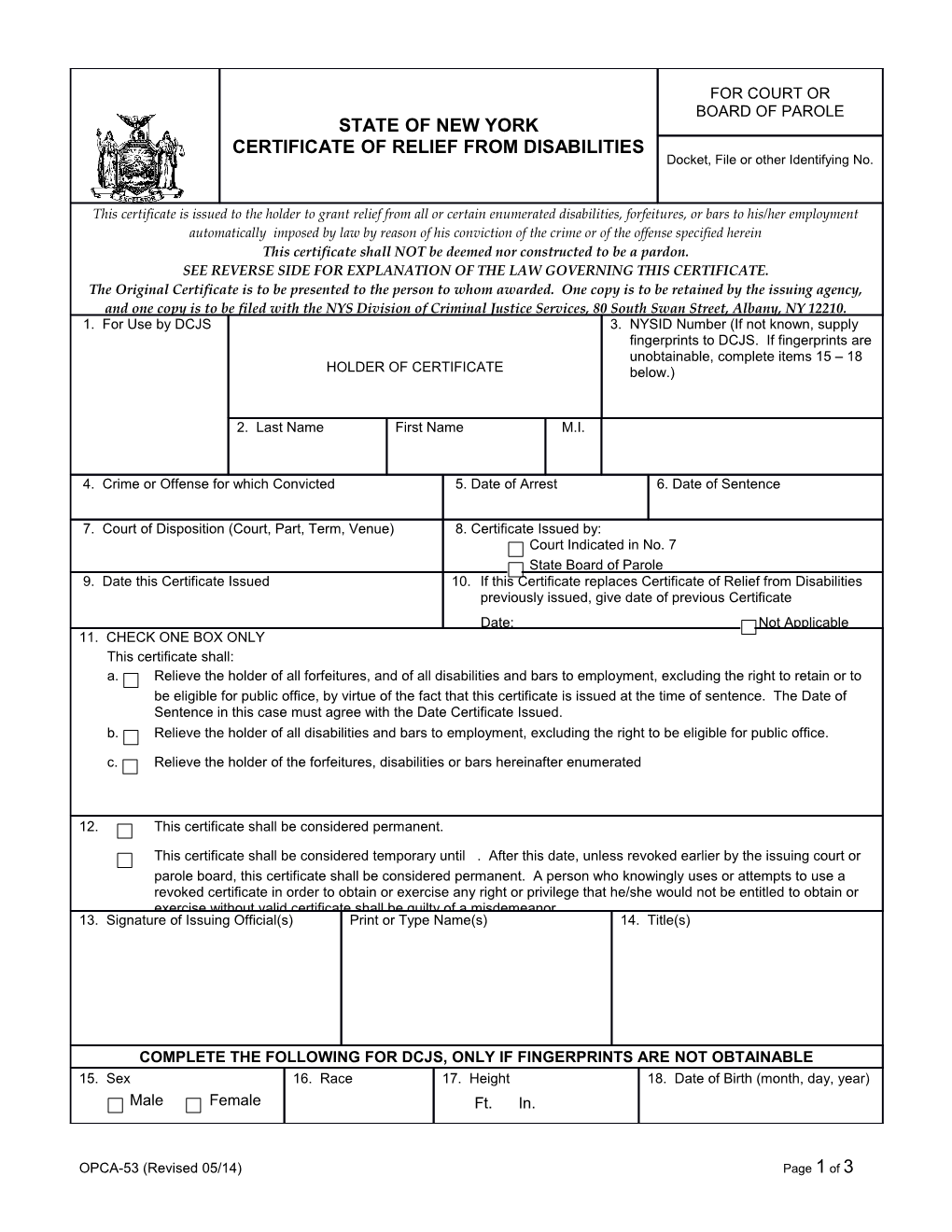 OPCA-53 (Revised 05/14)Page 1 of 2