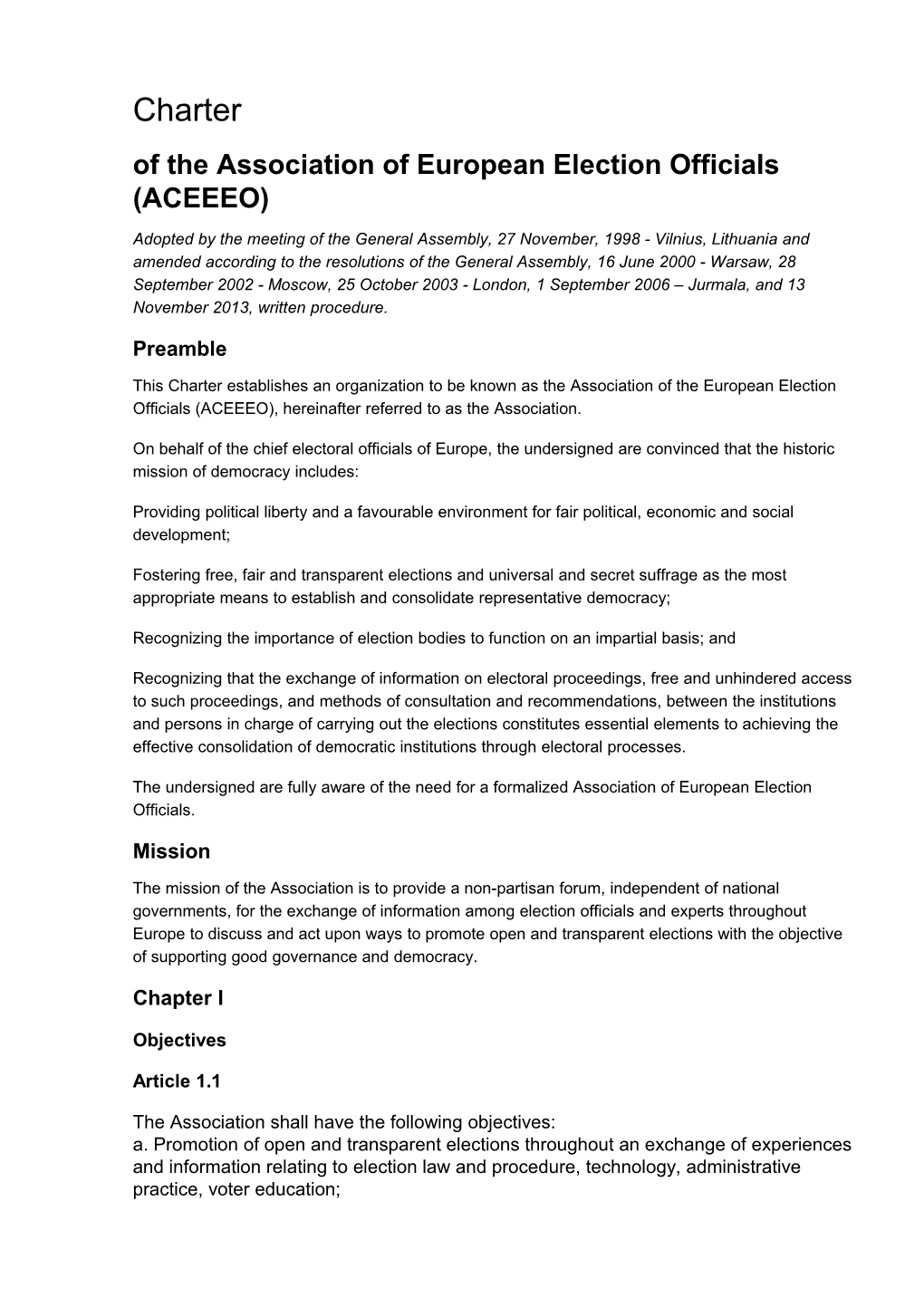Of the Association of European Election Officials (ACEEEO)