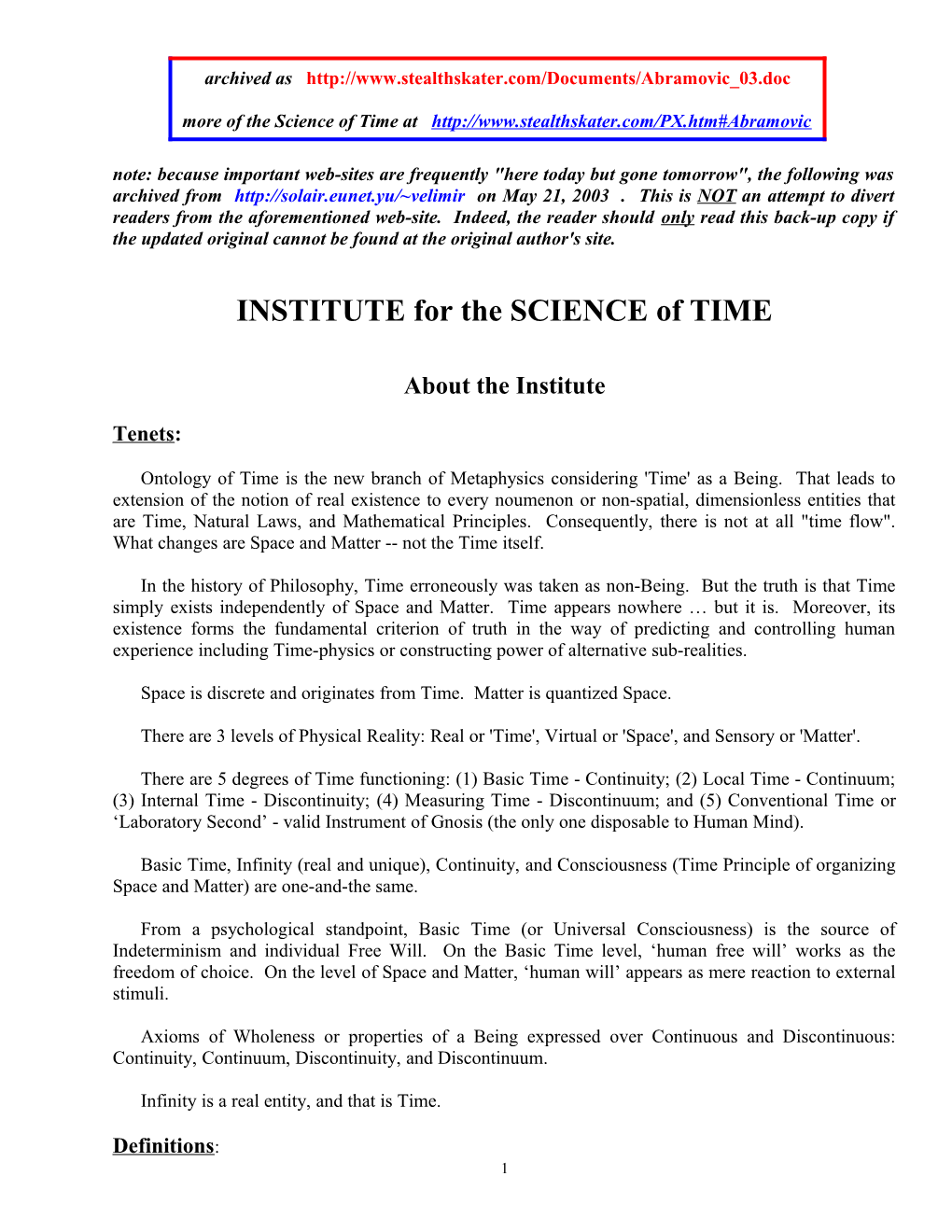 More of the Science of Time At