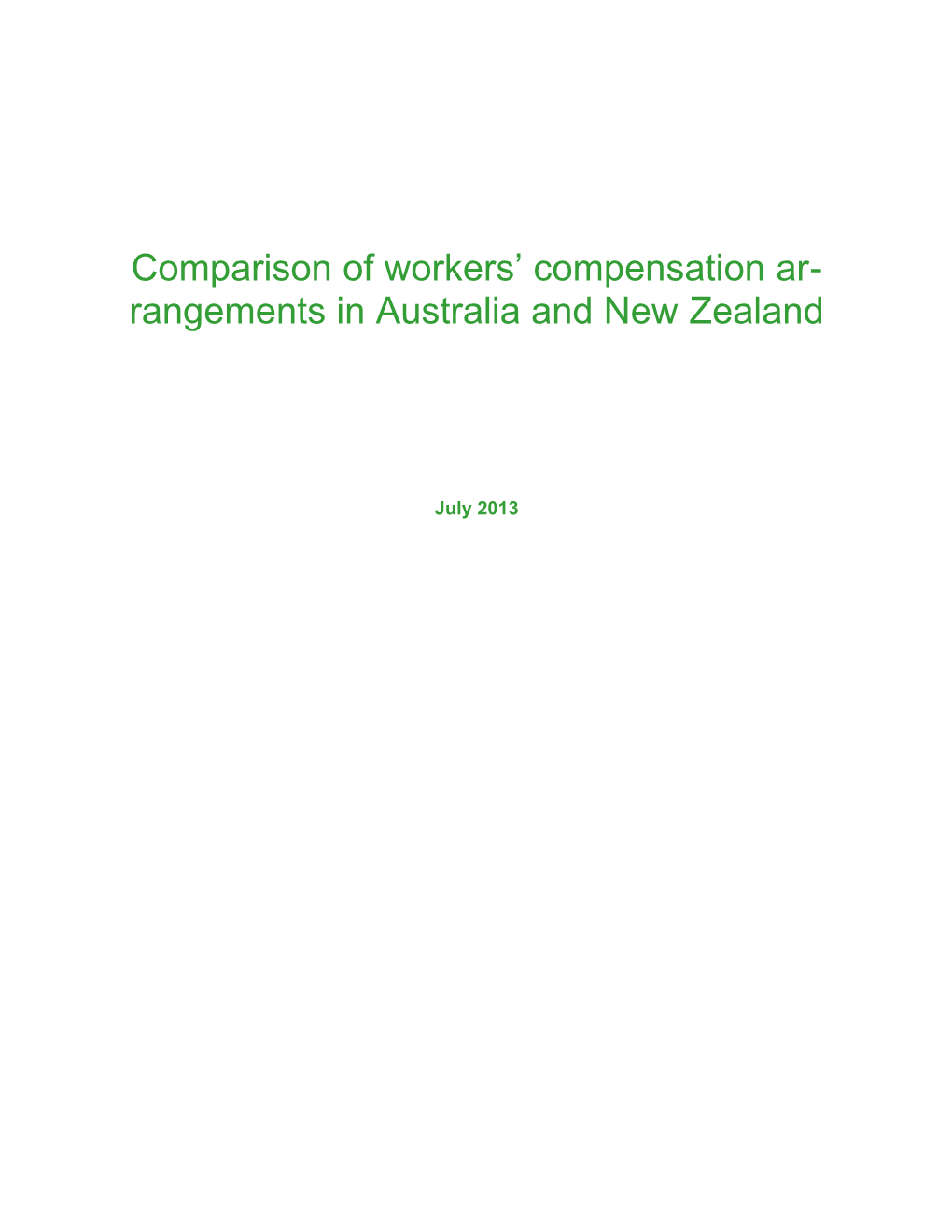 Comparison of Workers Compensation Arrangements in Australia and New Zealand (2013)