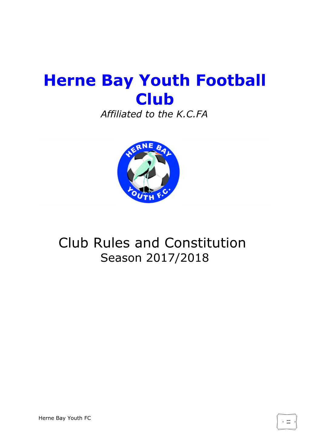 Herne Bay Youth Football Club: Club Rules / Constitution