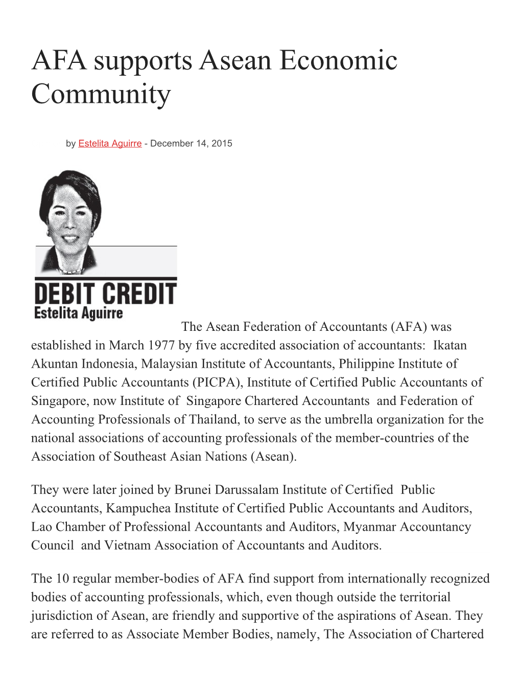 AFA Supports Asean Economic Community