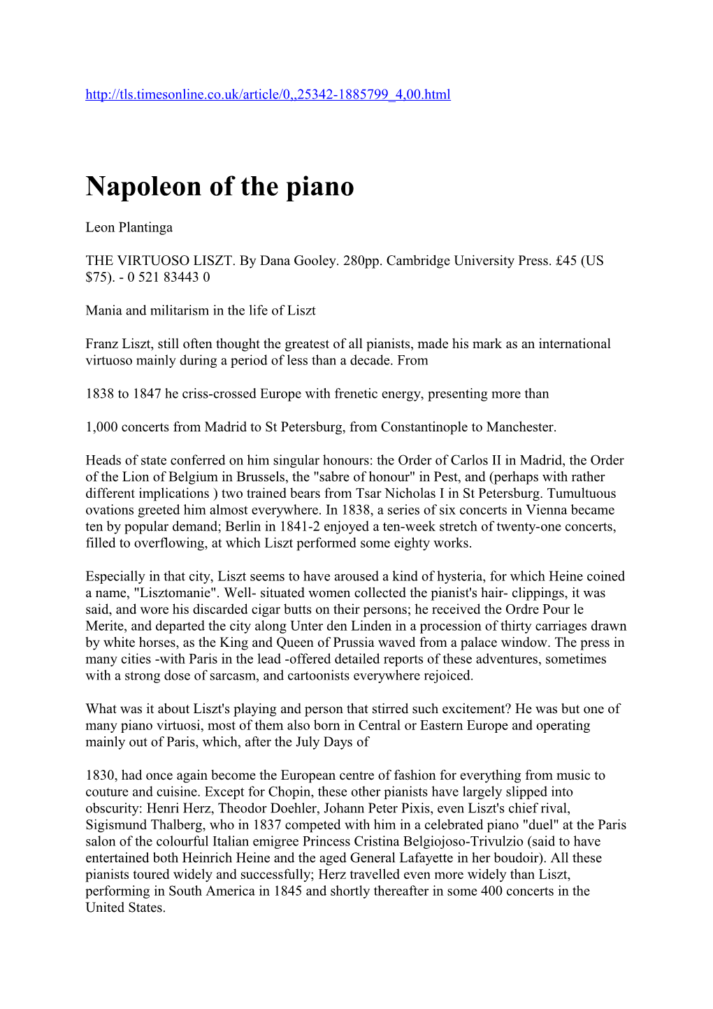 Napoleon of the Piano
