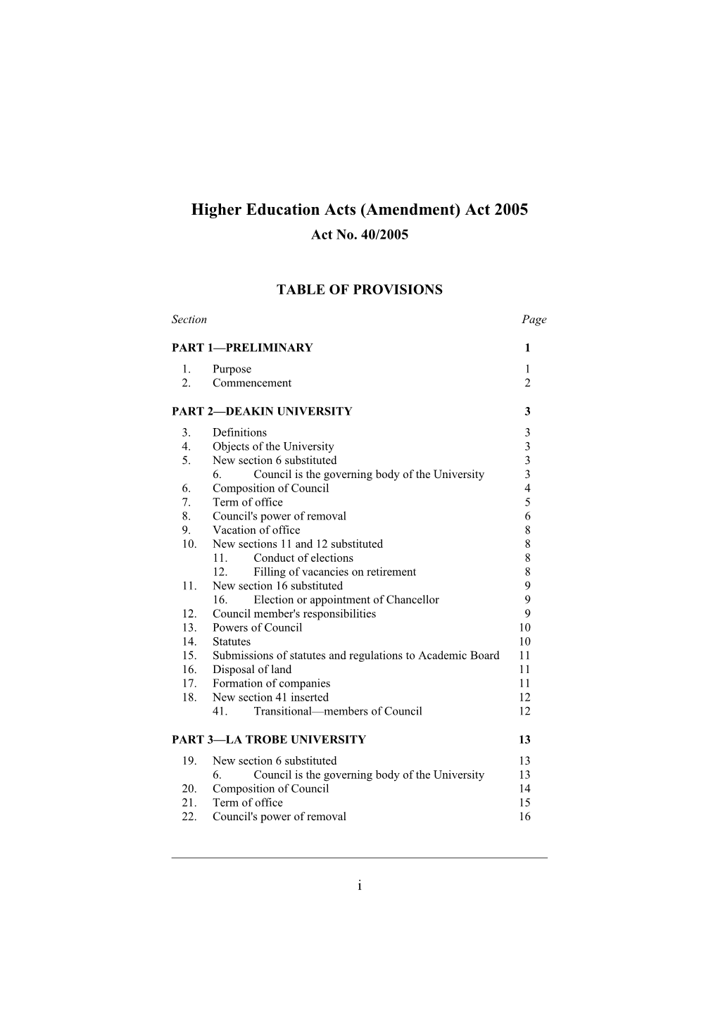 Higher Education Acts (Amendment) Act 2005