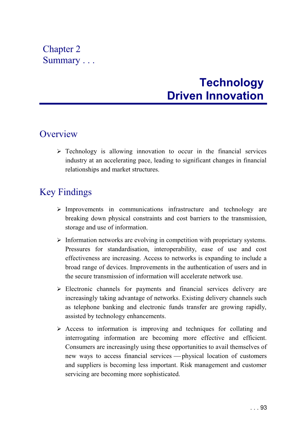 Finacial System Inquiry (Wallis Report) - Technology Driven Innovation