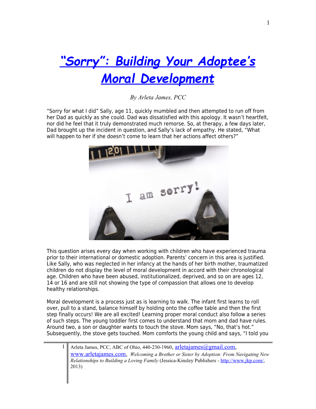 Sorry : Building Your Adoptee S Moral Development