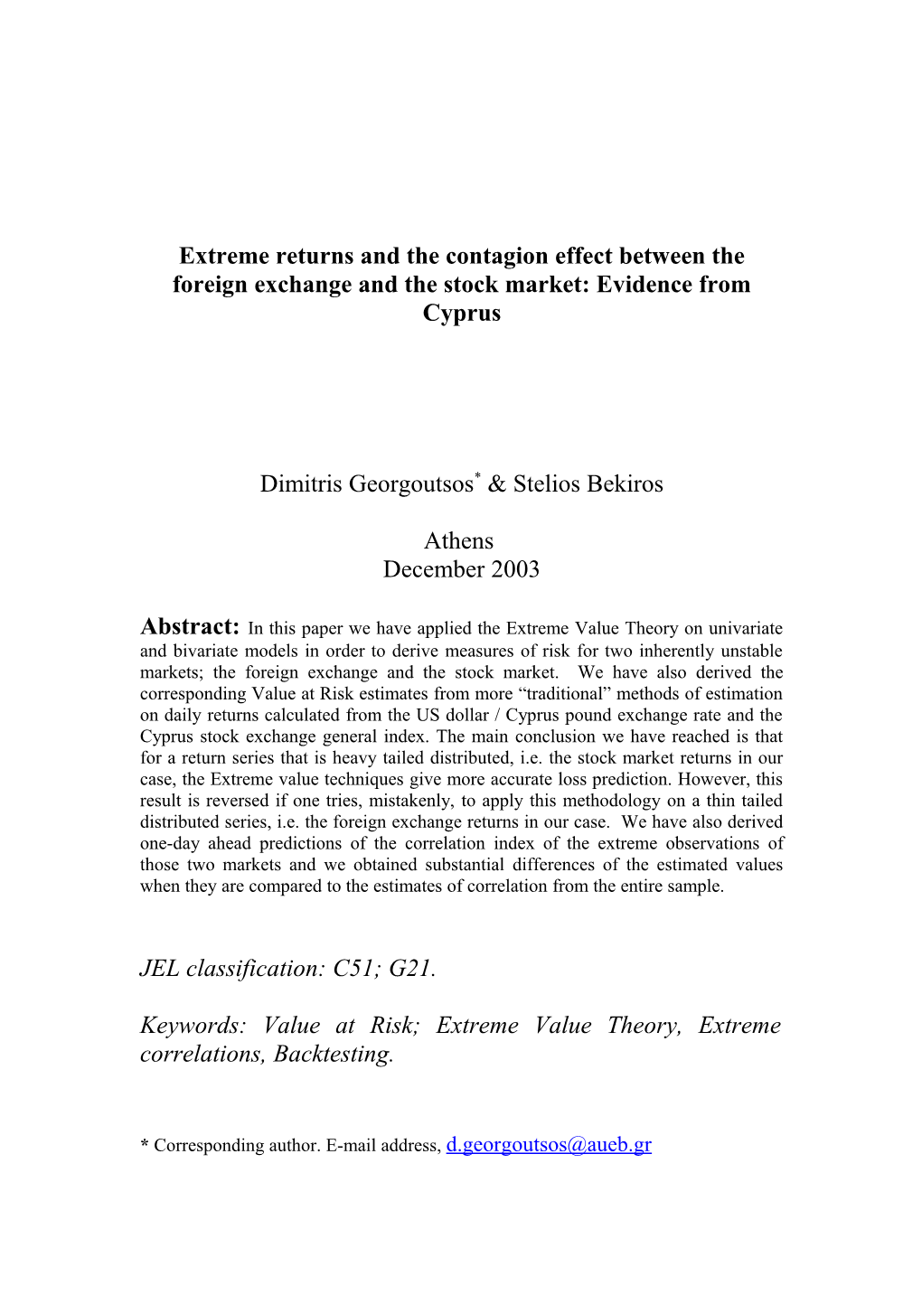 Extreme Returns and Contagion Between the Foreign Exchange and the Stock Market: Evidence