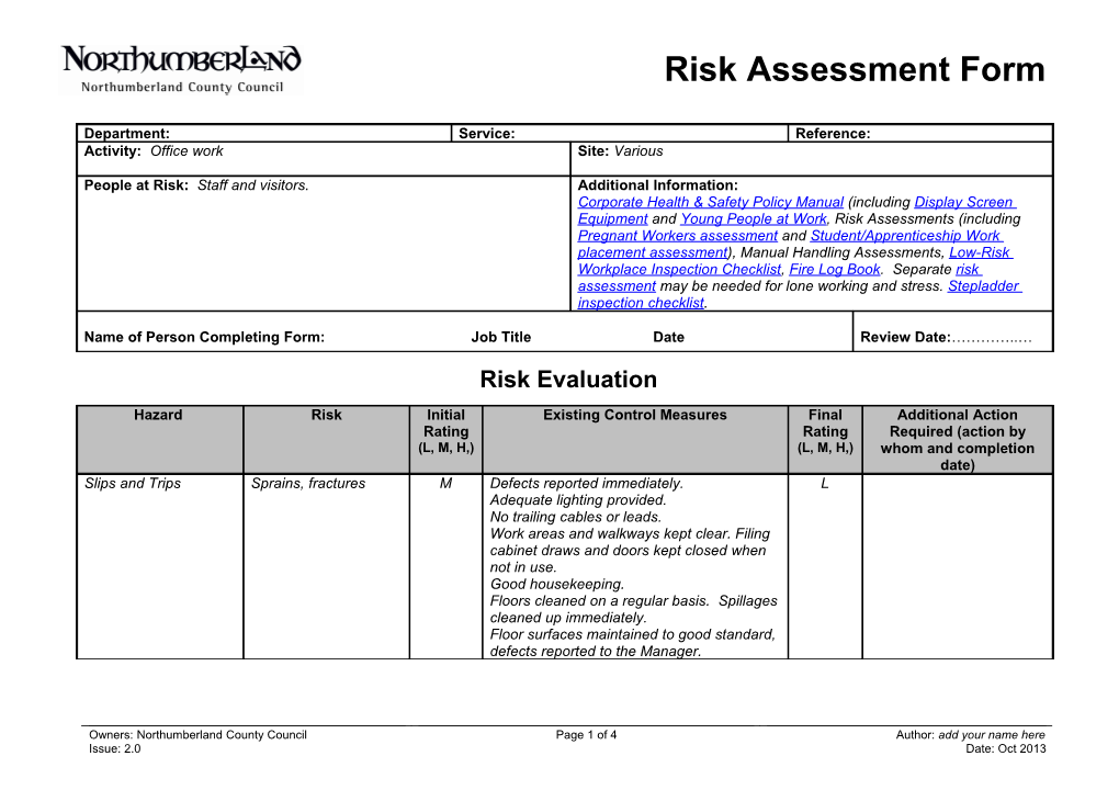 Office Risk Assessment