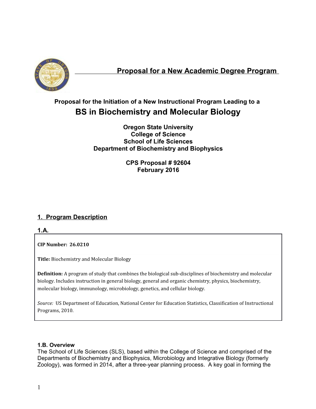 Proposal for a New Academic Degree Program