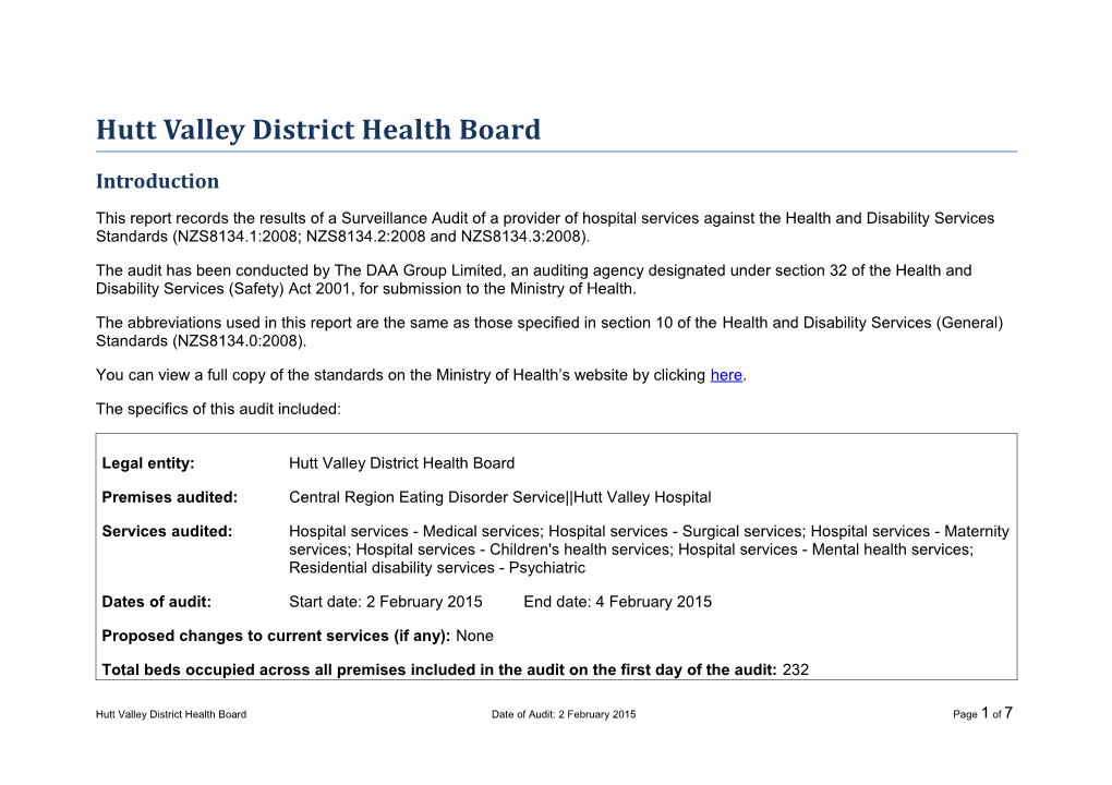 Hutt Valley District Health Board Audit Summary February 2015