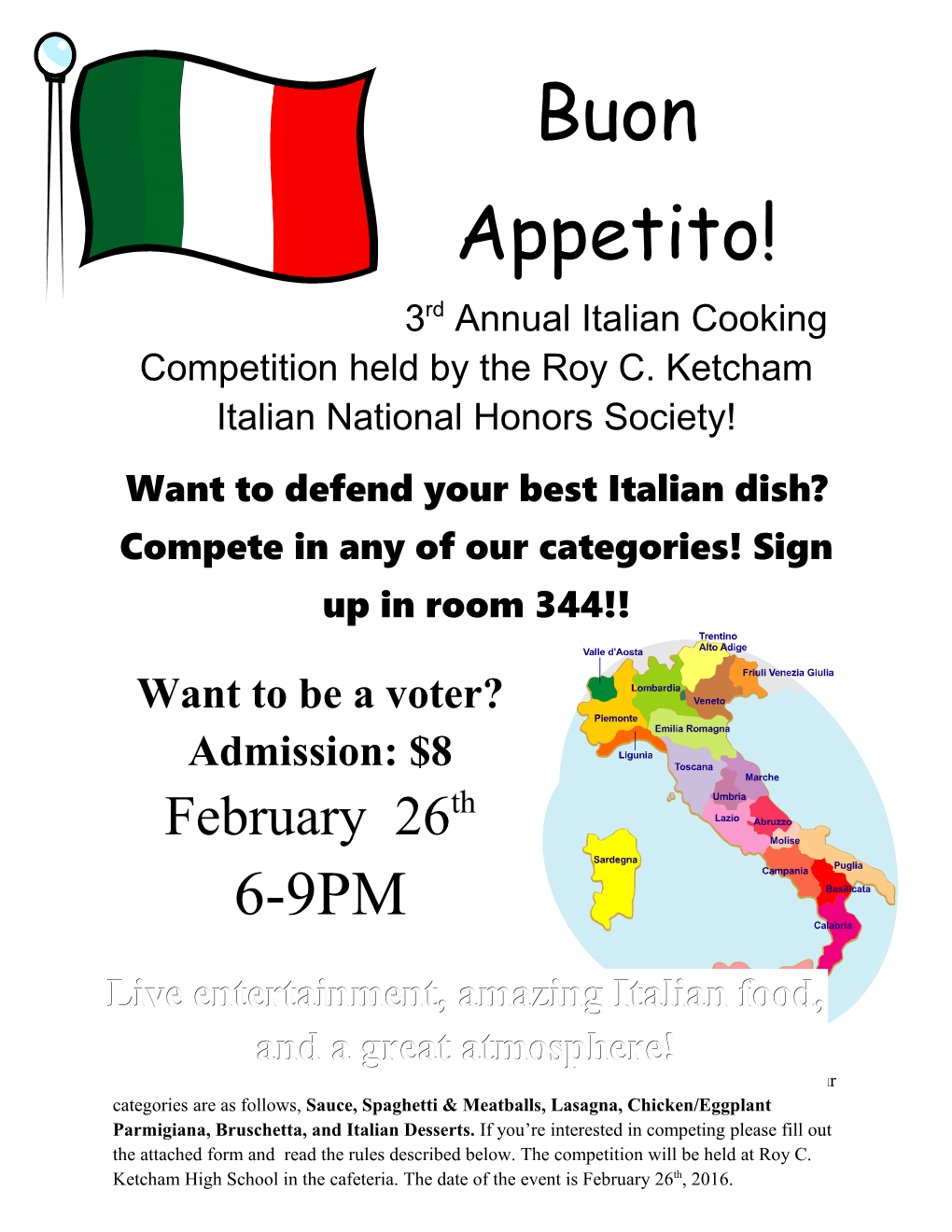 3Rd Annual Italian Cooking Competition Held by the Roy C. Ketcham Italian National Honors