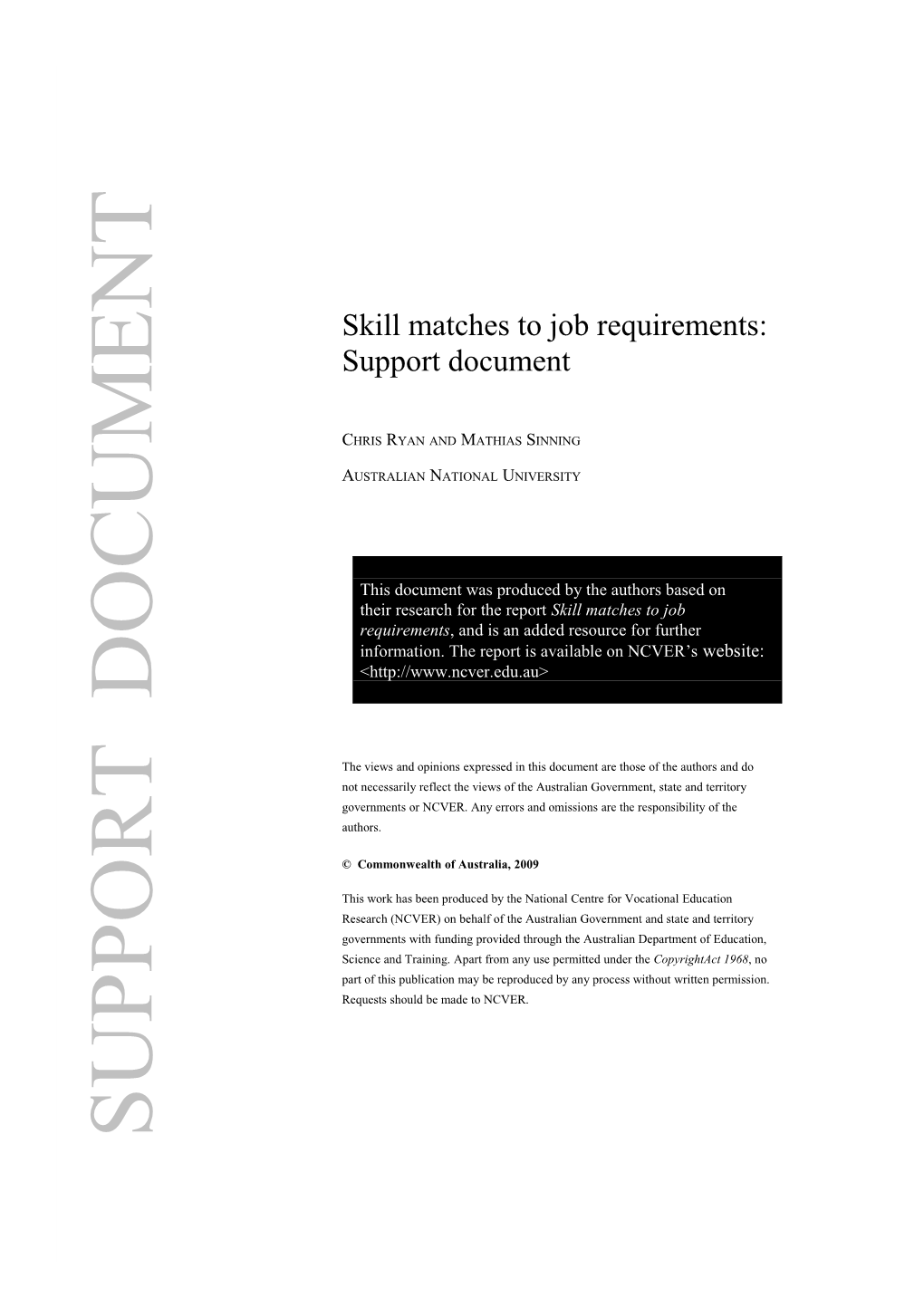 Skill Matches to Job Requirements: Support Document