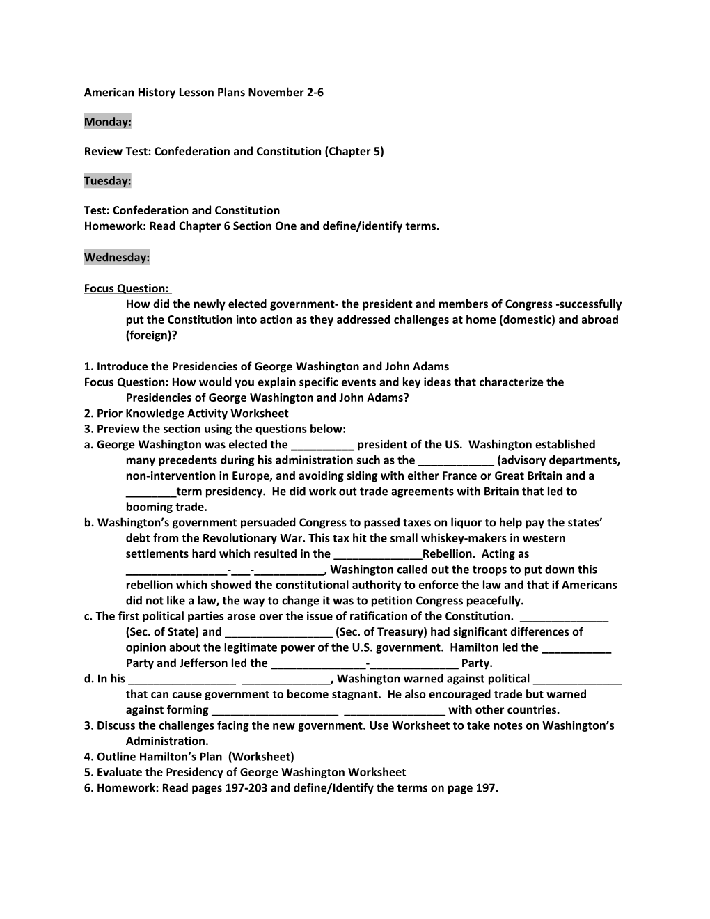 Review Test: Confederation and Constitution (Chapter 5)