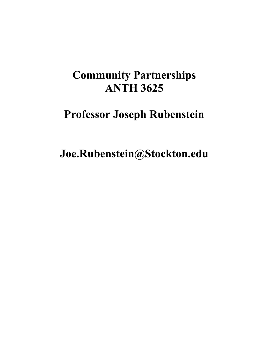 Community Partnershipsprofessor Joseph Rubenstein