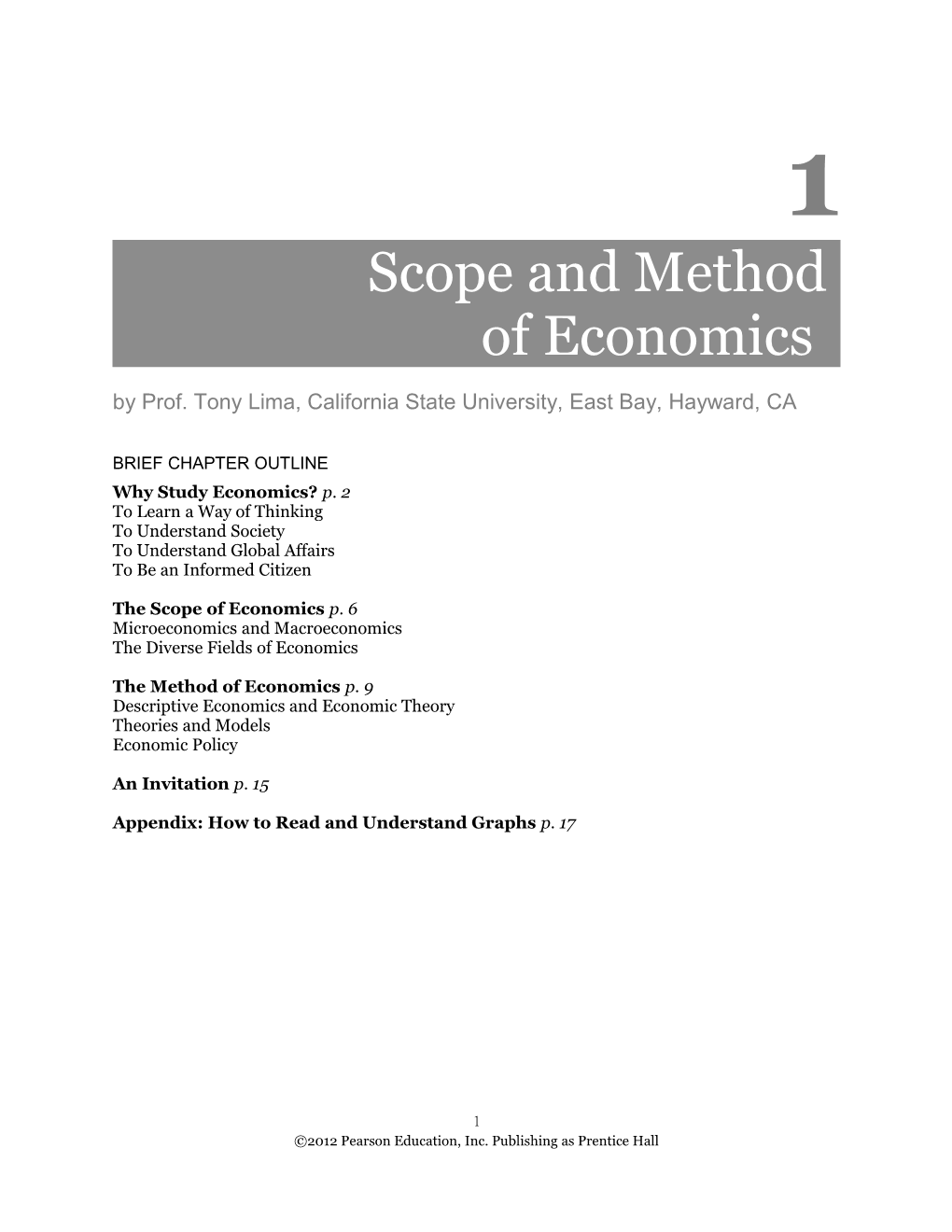 Chapter 1: the Scope and Method of Economics1