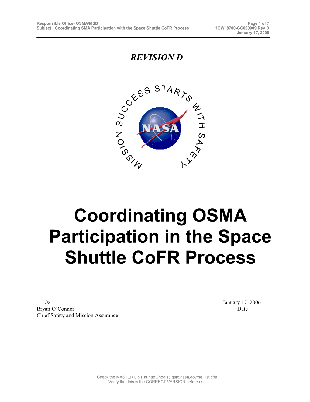 Responsible Office- OSMA/Msdpage 1 of 7