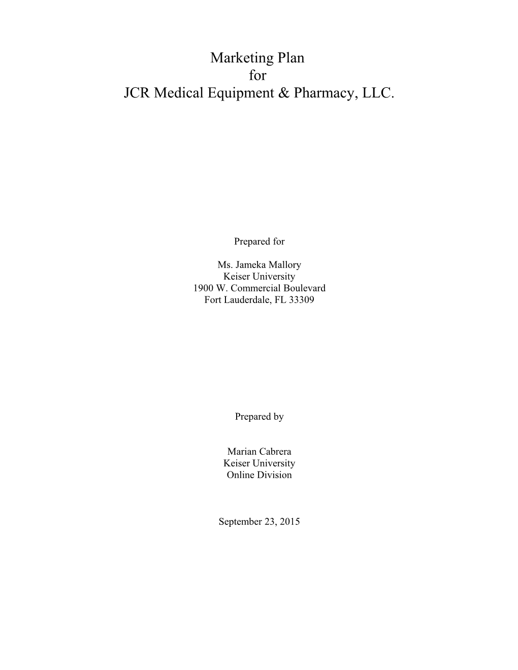 JCR Medical Equipment & Pharmacy, LLC