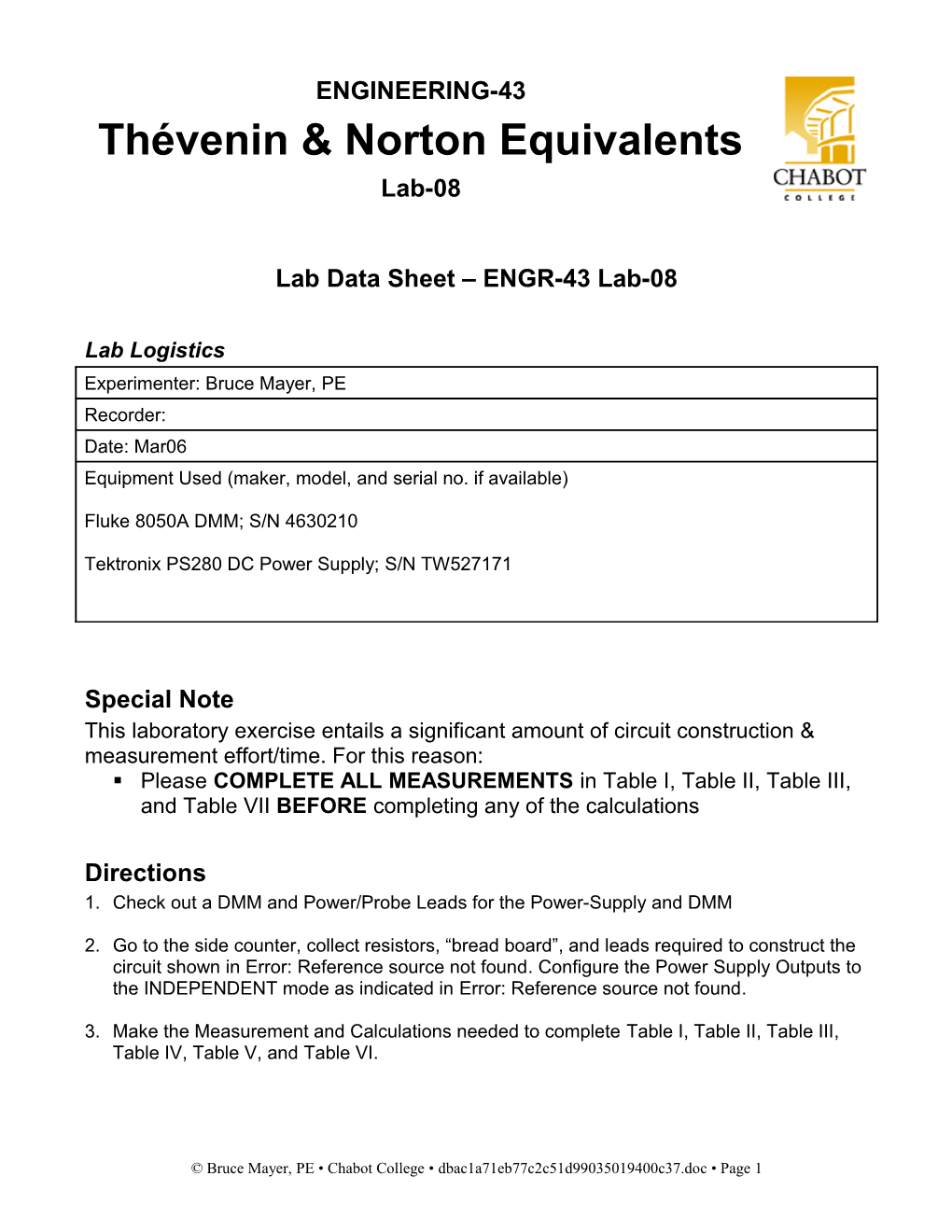 Lab Data Sheet ENGR-43 Lab-08