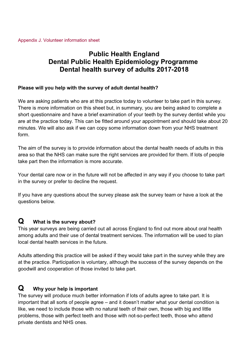 Dental Public Health Epidemiology Programme