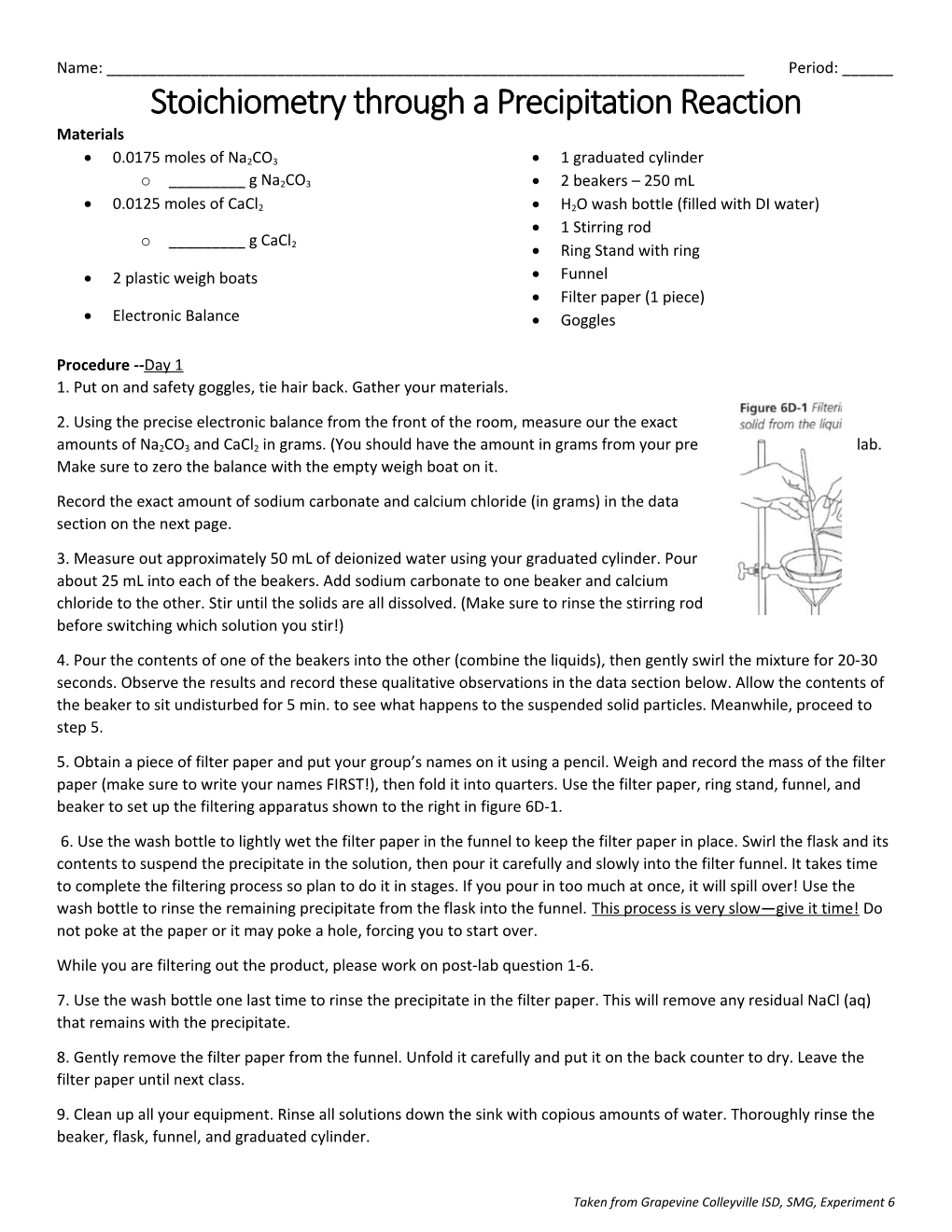 Stoichiometry Through a Precipitation Reaction