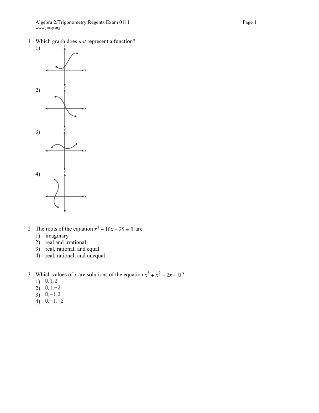 Algebra 2/Trigonometry Regents Exam 0111Page 1