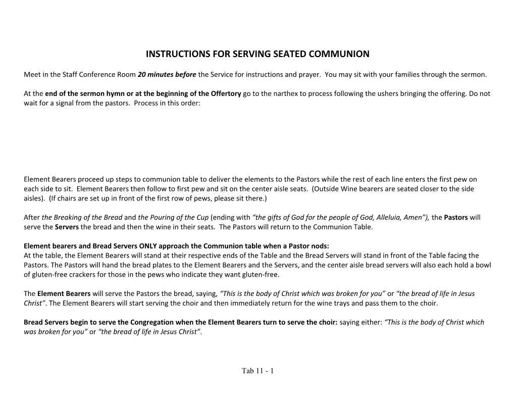 Instructions for Serving Seated Communion