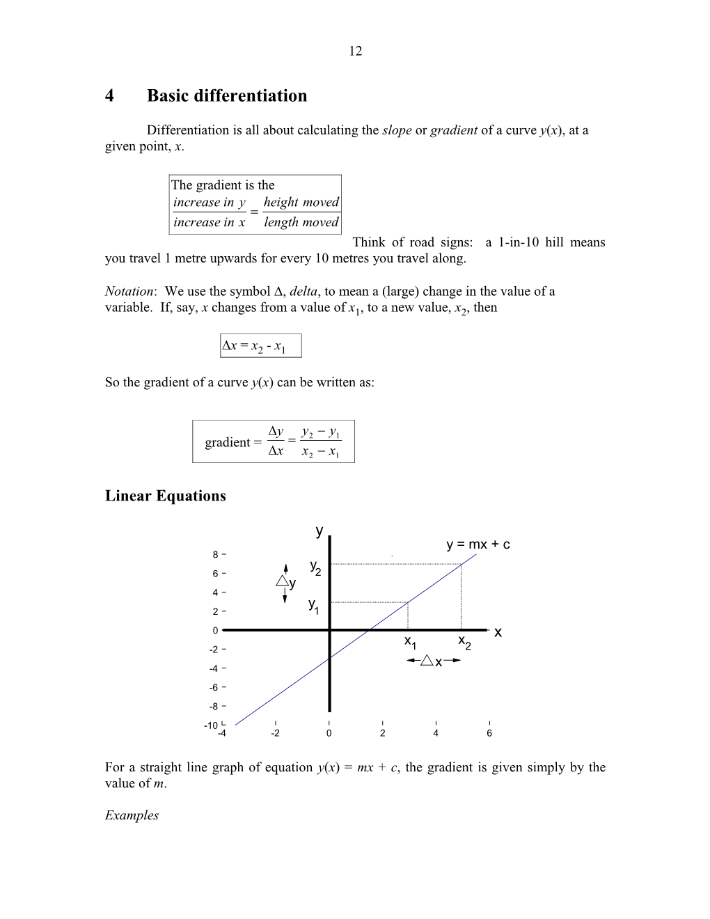 Differentiation Is All About Calculating the Slope Or Gradient of a Curve Y(X), at a Given