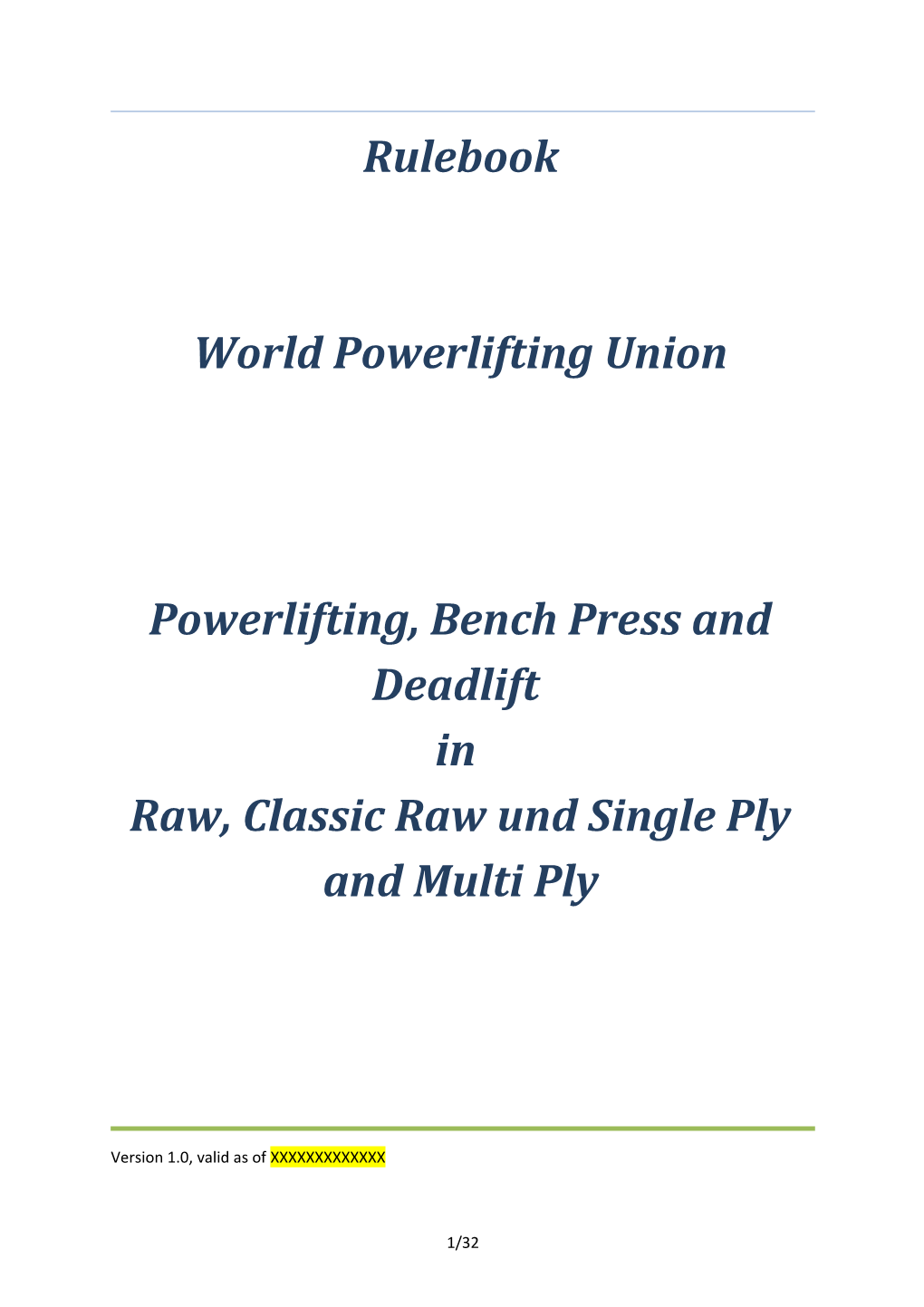 Rulebook World Powerlifting Union