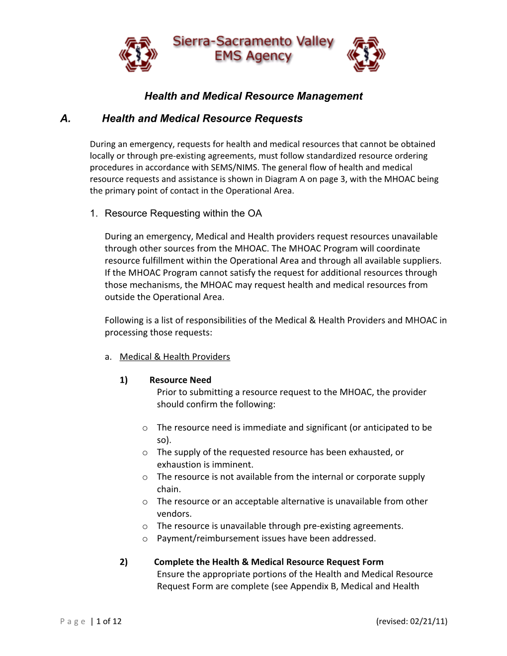 Health and Medical Resource Management