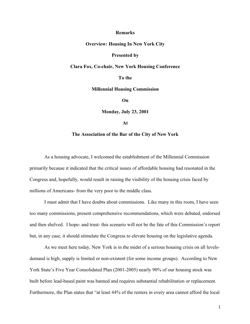 As a Housing Advocate, I Welcomed the Establishement of the Millennial Commission Primarily