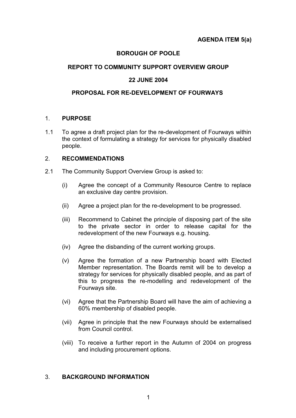 Proposal for Re-Development of Fourways