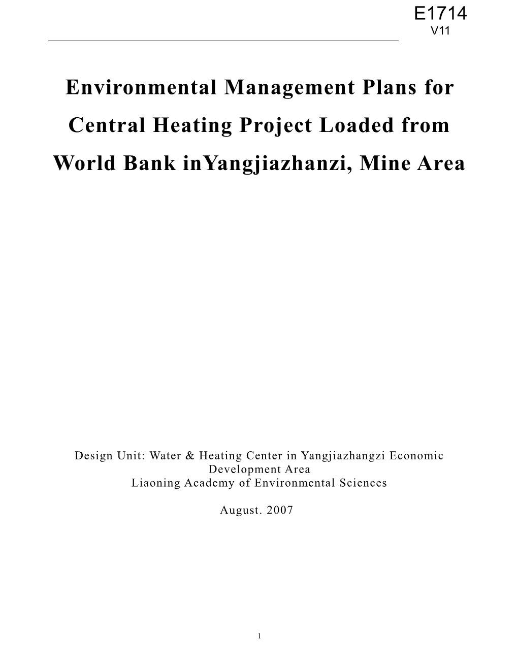 Environmental Management Plansfor Central Heating Project Loaded from World Bank
