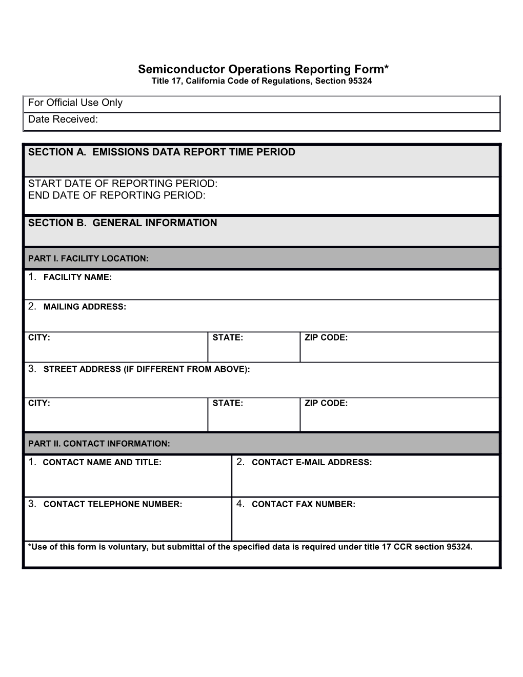 Semiconductor Reporting Form