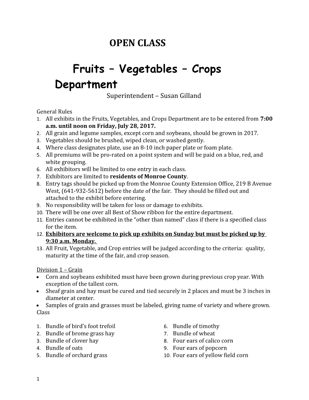Fruits Vegetables Crops Department