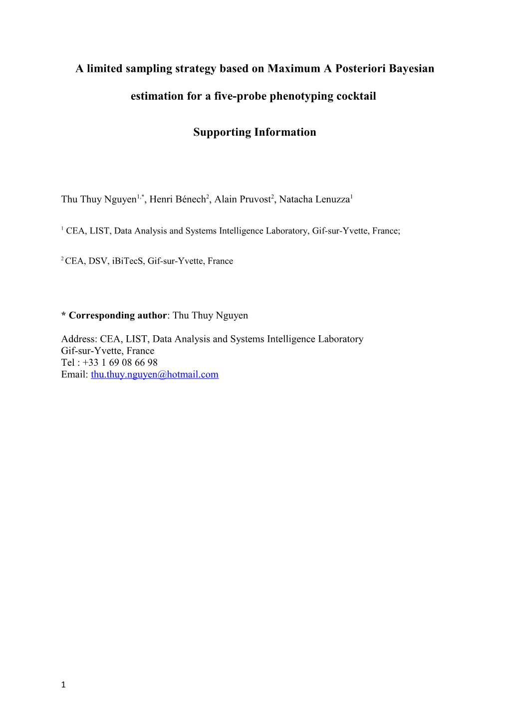 A Limited Sampling Strategy Based on Maximum a Posteriori Bayesian Estimation for a Five-Probe