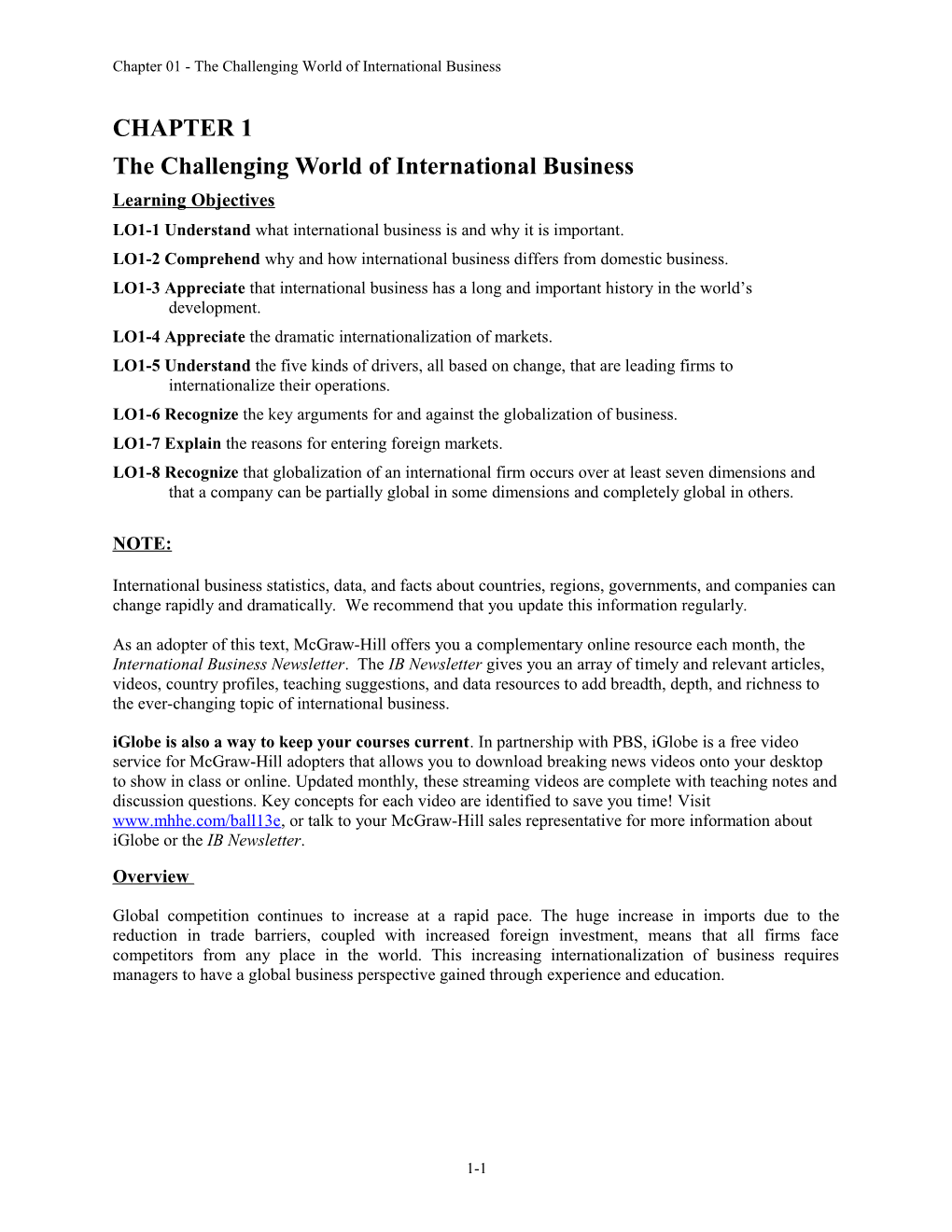 Ball 13E CHAPTER 1 Challenging World of IB