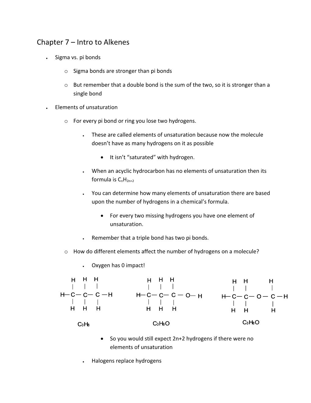 Chapter 7 Intro to Alkenes