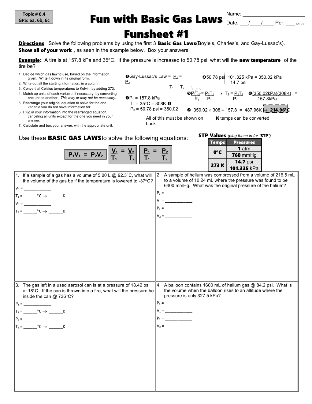 2.Write out All the Starting Information, in a Column